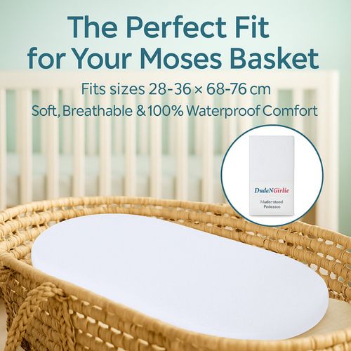 2x Waterproof Moses Basket Mattress Protector | Terry Towelling Fitted Sheet |UK — image 2