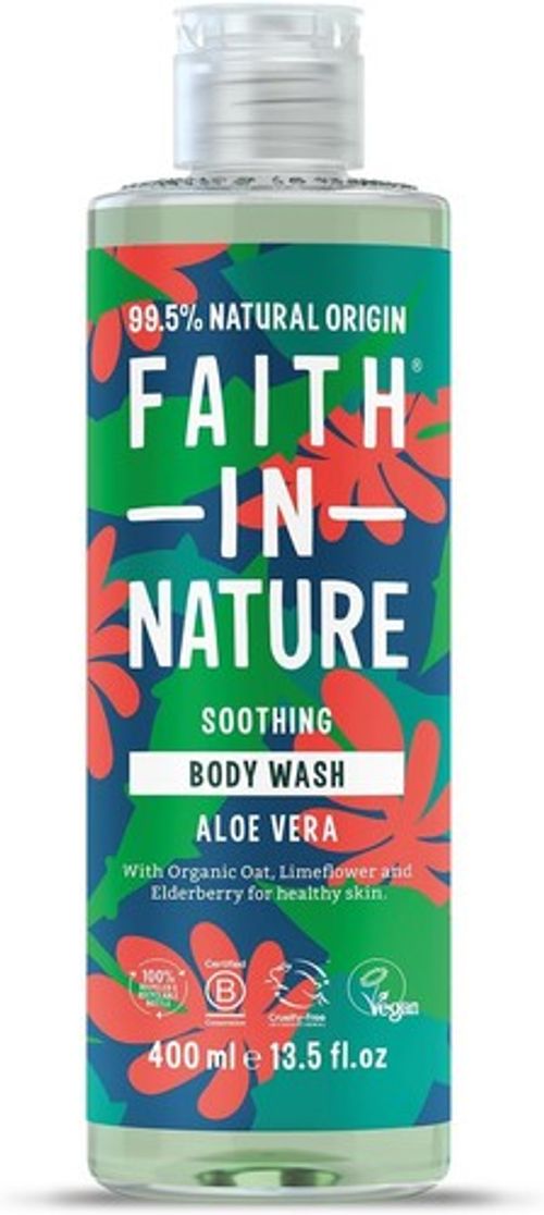 Faith In Nature Natural Aloe Vera Body Wash, Soothing Shower Gel 400ml