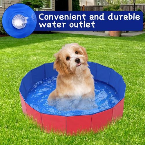 Foldable Dog Pool Thickened Pet Bath Tub W/Drain Valve Outdoor Pet Bathing Tub — image 15