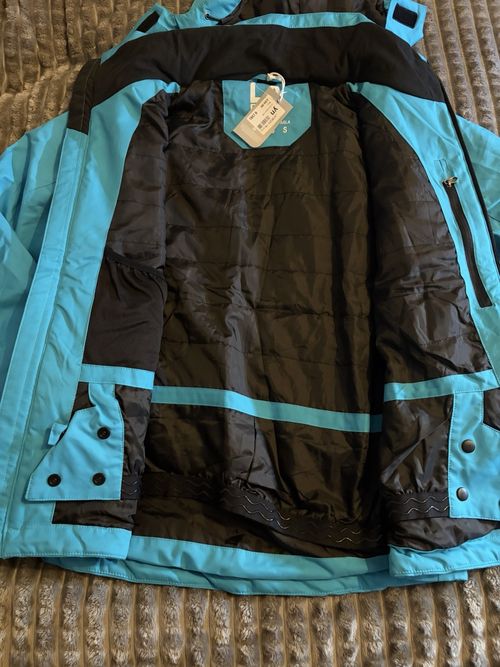 LA Gear Womens Hooded Insulated Ski Jacket Blue/Black Size 8 Zip Pockets — image 5