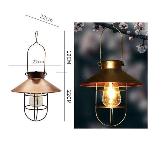 Vintage Solar Powered Hanging Lantern Outdoor Garden Light Waterproof Retro Lamp