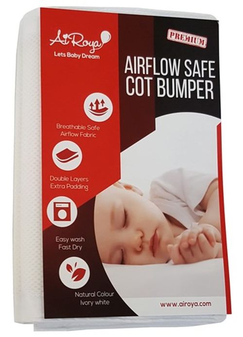 Premium Mesh Cot Bumper for 2 Sided Solid End Cots Double Layers Air Mesh for