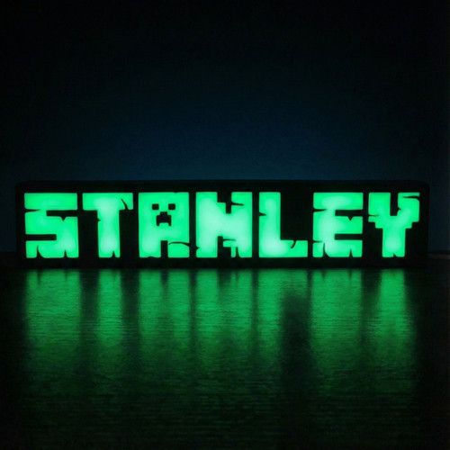 Personalised Minecraft Style Light Up Name Sign - LED Desk/Gaming Boys Room Lamp
