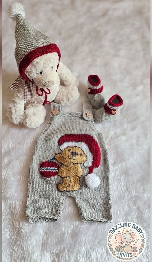 Hand Knitted Baby Clothes Dungarees Outfit 0/3 Months — image 4