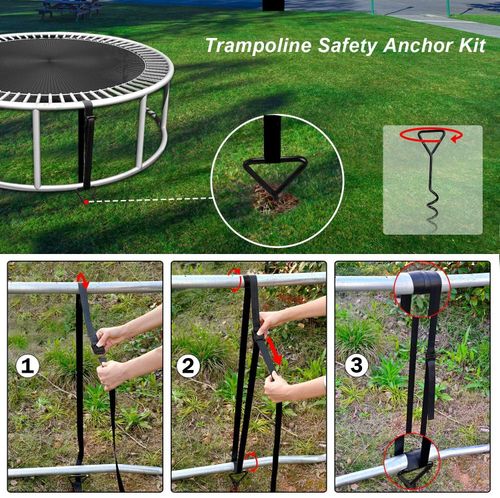 4X Heavy Duty Trampoline Anchor Ground Pegs Tie Down Kit Corkscrew Spira — image 7