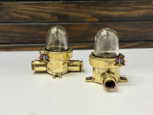 Original Ship Room Light – Brass Bulkhead Fixture for Wall or Ceiling Set of 2