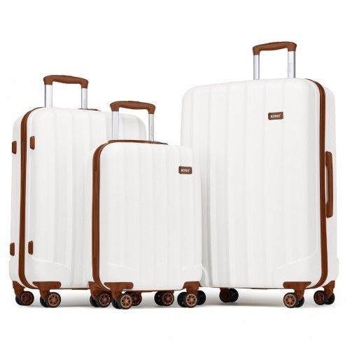K1773-1L - Kono 19/24/28 Inch 3 Piece Set Striped ABS+PC Hard Shell Luggage with