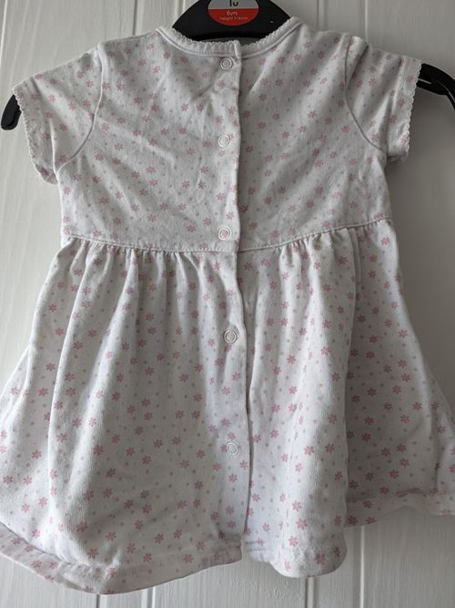 COCO Girls White/Pink Floral Bunny Embroidered Bow Cotton Dress 18-24M — image 8