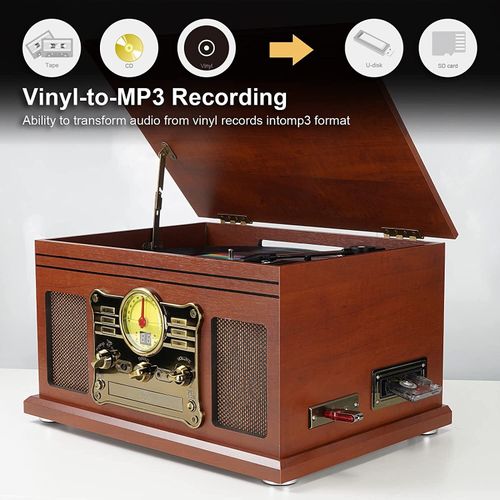 10-in-1 Bluetooth Record Player Multifunctional 3-Speed Turntable Vinyl Record — image 7