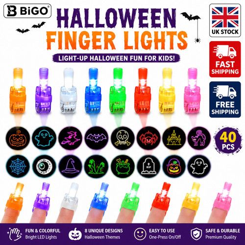50pcs Halloween Finger Lights Glow in the Dark Palm Light Up Toys Trick-or-Treat