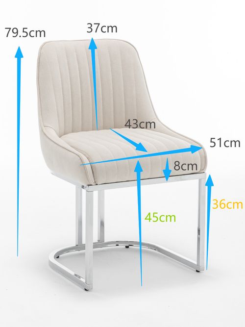 2 4 6  Velvet Dining Chairs Bright Chrome base legs Beige Grey or Black  Velvet — image 4