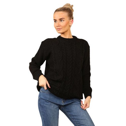 LADIES KNITTED CABLE KNIT JUMPER WOMENS FISHERMAN BAGGY OVER SIZE CHUNKY SWEATER