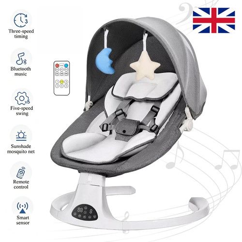 Bluetooth Electric Baby Swing Infant Music Cradle Bouncer Chair Rocker Remote UK