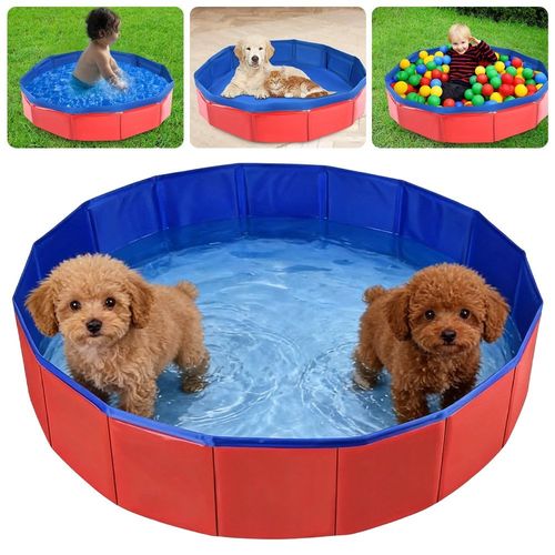 Foldable Dog Pool Thickened Pet Bath Tub W/Drain Valve Outdoor Pet Bathing Tub — image 2