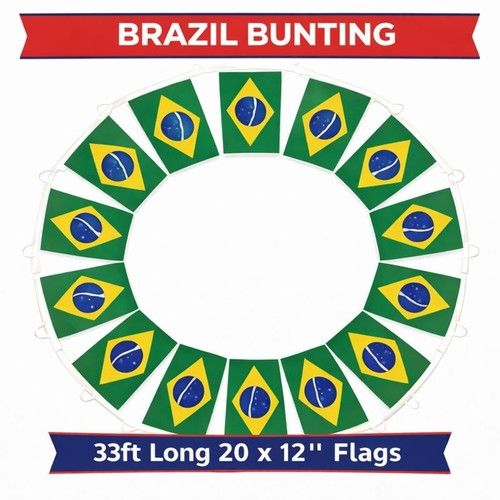 10 Metre's Brazil Brasil 20 XL Flags Bunting Copa America 