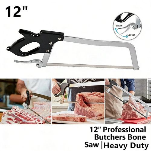 12" Butcher Meat Bone Saw | Stainless Steel Frame | Professional Hand Saw UK