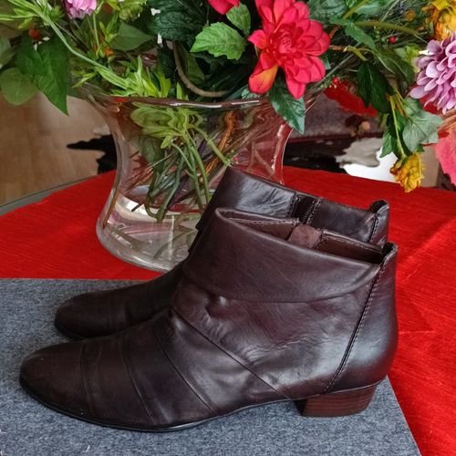 Barbara Heller Womens Ankle Boots Leather Brown Zip Block Heel EU 40.5 — image 2