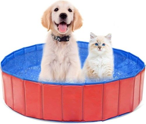 Foldable Dog Pool Thickened Pet Bath Tub W/Drain Valve Outdoor Pet Bathing Tub
