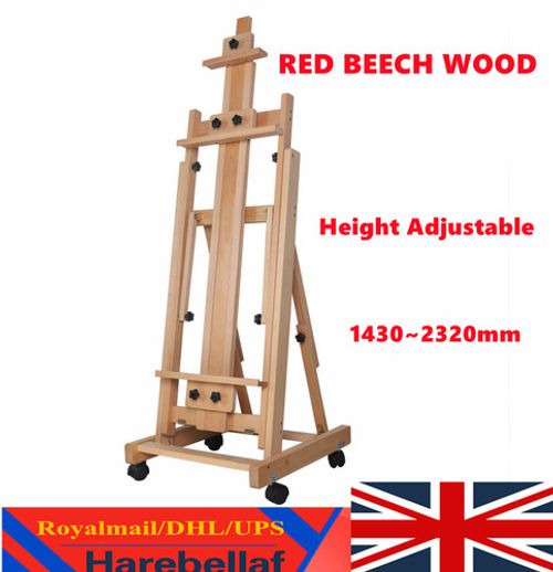 Large Studio H-Frame Easel Painting Floor Beech Wood Adjustable Pro Artist Easel