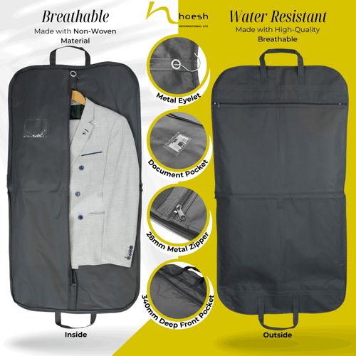 Hoesh GREY Breathable Shirt Coat Blazer Suit Travel Carrier Cover Garment Bags — image 2
