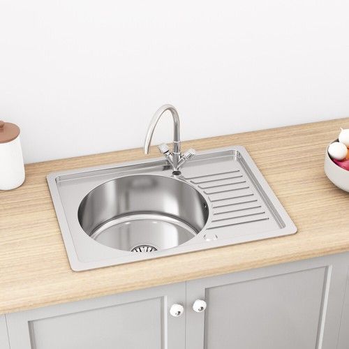 Stainless Steel Kitchen Sink Includes Complete Plumbing Kit Single Bowl Sink