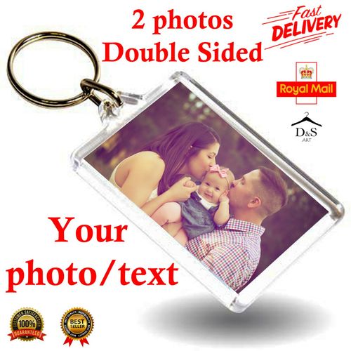 PERSONALISED PHOTO KEYRING Birthday Gift Any Image Text Double Sided Acrylic Key — image 4
