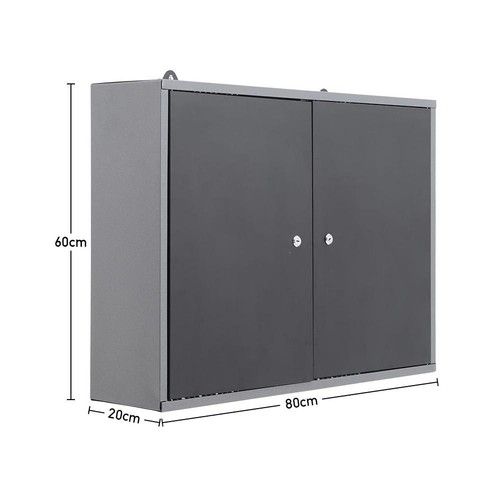 Wall Mounted Hanging Tool Box Garage Storage Cupboard Metal Chest Cabinet w/Door