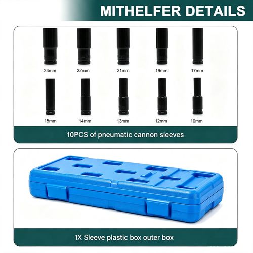 11pcs Heavy Duty 1/2" Drive Deep Impact Sockets Set Long Reach Wheel Wrench Nut — image 2
