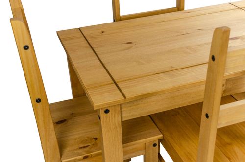 Corona Dining Table and 4 Chairs Budget Set Mexican Pine Solid Wooden Kitchen — image 5