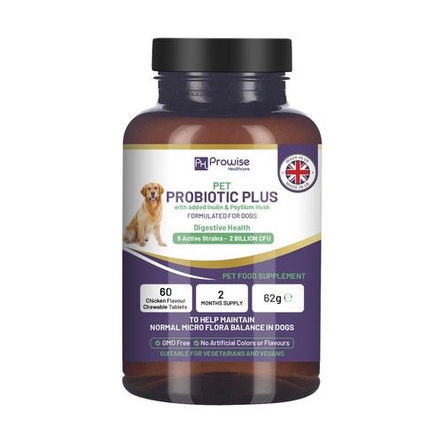 Dog Probiotic Chewable Tablets 60 Inulin Psyllium Digestive Aid Gut Health UK