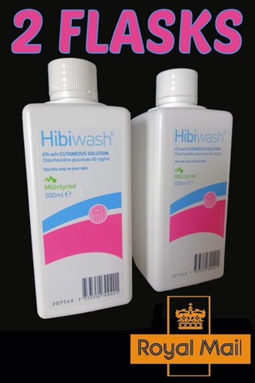 2x Hibiwash 500ml Chlorhexidine Sterile Antiseptic Wash / Surgical Scrub...