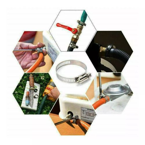 101-Pcs Assorted Stainless Steel Hose Clamp Kit With No Driver Jubilee Clips Set — image 12