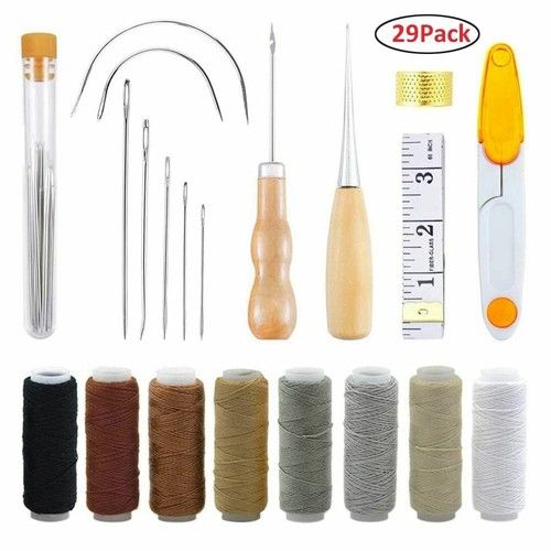 29Pcs Upholstery Repair Kit Leather Craft Tools Hand Sewing for Sofa Car Seat