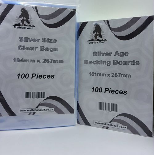 100 X SILVER AGE COMIC BAGS AND BACKING BOARDS BUNDLE - NEW&SEALED - (IN STOCK)` — image 1