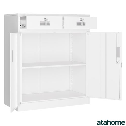Atahome Metal Cabinet Storage Cupboard Lockable Steel Cabinet Adjustable Shelves — image 8