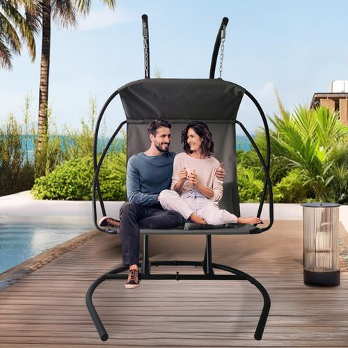 Hanging Egg Chair Foldable Garden Swing Chair 2 Seater Patio Hanging Hammock — image 1