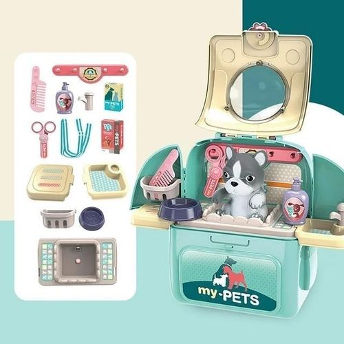 Kids My Pets Care Playset Toy Carry Case Pretend Pet Grooming Vet Role Play Set — image 4