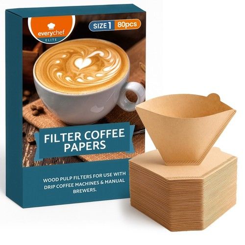 80 Coffee Filter Papers Size 1 /101/1K Unbleached Brown Cones Melitta Equivalent