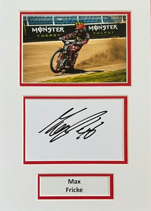 Max Fricke Hand Signed A4 Mounted Photo Display Speedway Autograph