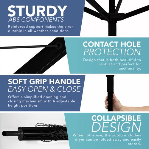 HEFTMAN 4 Arm Rotary Washing Line Black Heavy Duty Outdoor Clothes Dryer 45m — image 4