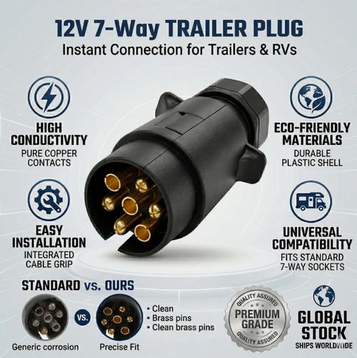 7 Pin Towing Electrics Plug & Socket 12N Type For Caravan / Trailer Lights — image 2
