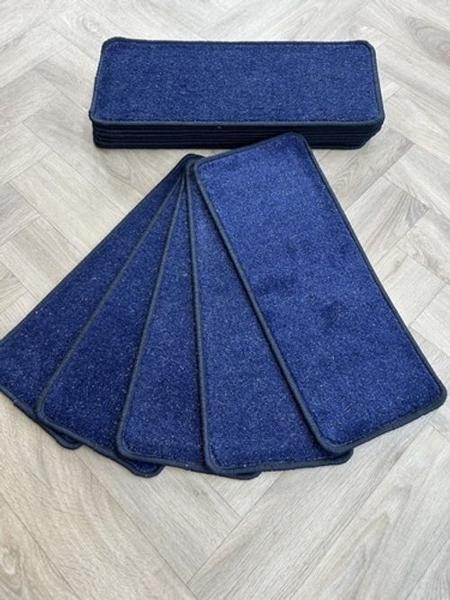 14 Blue Glitter Open Plan Stair Case Carpet Stair Treads  Sparkle Pads
