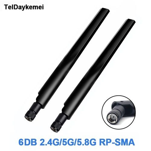 2X External 6dBi Wireless Antenna RP-SMA Male for Network Router WiFi Bluetooth