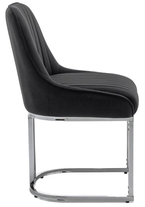 2 4 6  Velvet Dining Chairs Bright Chrome base legs Beige Grey or Black  Velvet — image 7