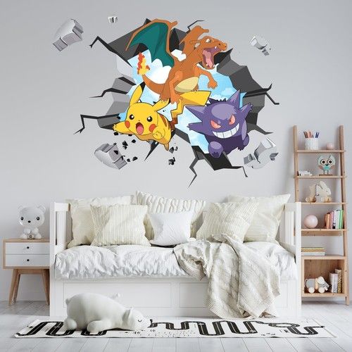 Pokemon 3D WALL EXPLOSION Decal Sticker Decor Art 120x80 cm Kids Bedroom