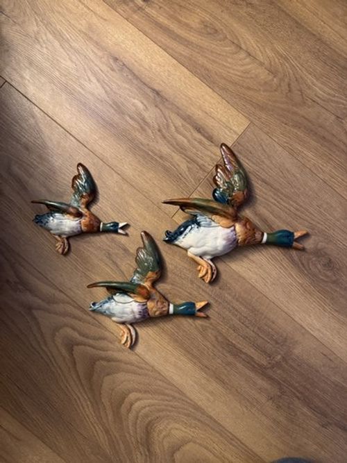 Beswick Flying Mallard Duck Wall Plaques 596/4 596/3 596/2 Set Of 3 Vintage