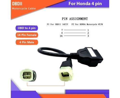 16pin to 4 pin OBDII Diagnostics Connector adapter cable for Honda Motorcycles