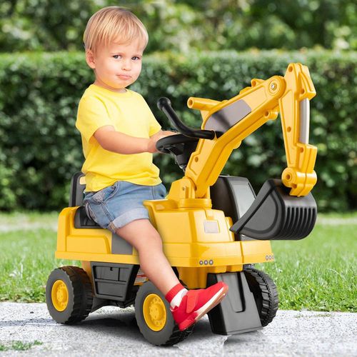 Yellow Ride-On Excavator - Rotatable Digging Bucket, Anti-Slip Wheels — image 3