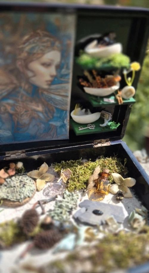 Handmade Fairy Mythical Creatures Miniature Diorama Scene  with Butterfly — image 3