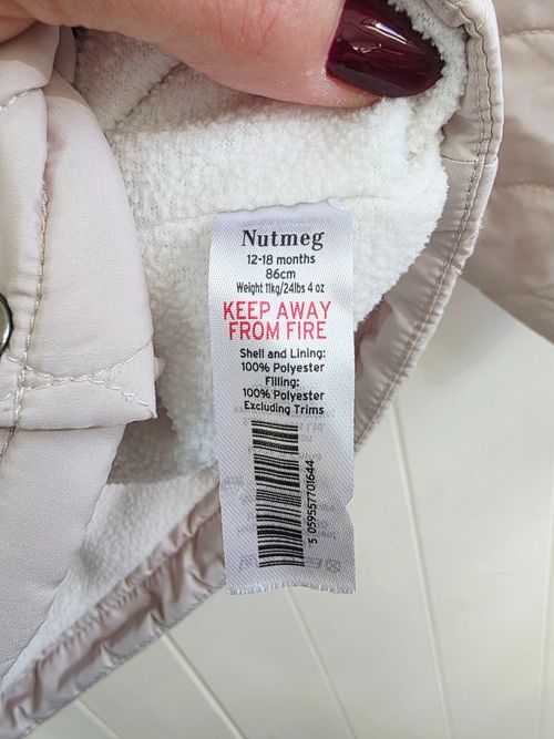 Nutmeg 12-18 months beige quilted snap button up jacket corduroy collar — image 4